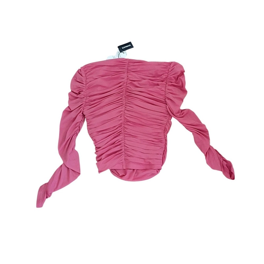 Express Body Contour Ruched Mesh Sweetheart Top Dark Rose Pink XS NWT - Picture 9 of 11